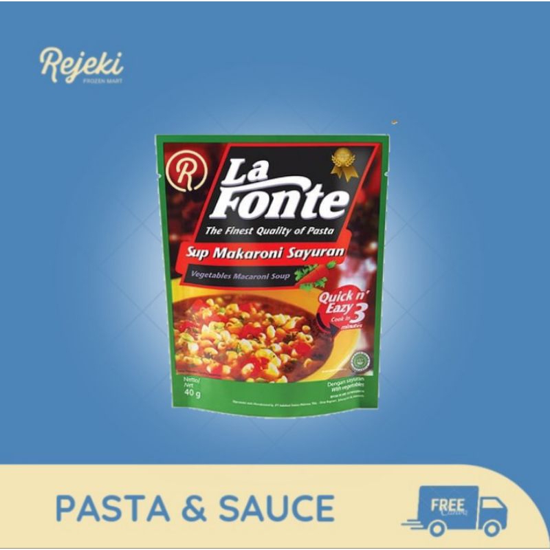 

La Fonte Sup Makaroni Ayam / Sayuran 40gr - Rejeki Frozen Mart