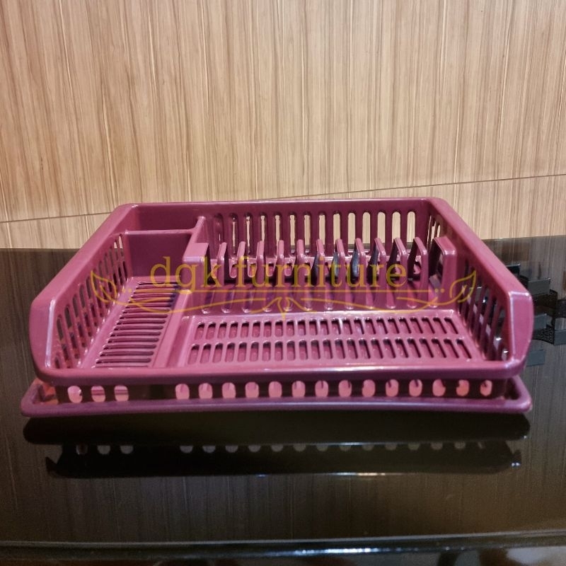 Rak Tempat Pengering Piring Alat Makan Susun Satu 1 Tingkat Dengan ALAS NAMPAN MURAH Rak Piring Rak Dapur