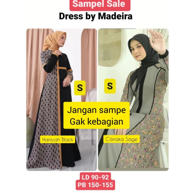 sampel sale haniyah hitam dan Canaka Sage by Madeira gamis