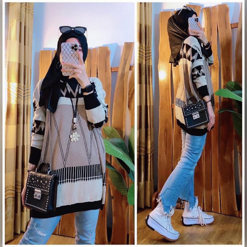 Tribal Rajut Jumbo baju atasan rajut jumbo baju rajut wanita blouse rajut import blouse jumbo blouse
