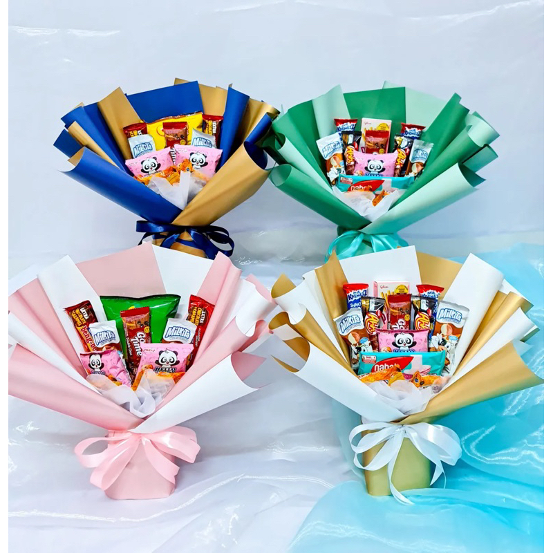 Snack Bouquet / buket wisuda hadiah / buket bunga / Bouquet coklat / buket snack ( (buket wisuda, bu