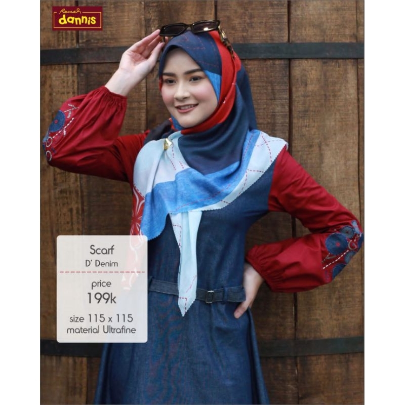 Kerudung Dannis Terbaru D' Denim Hijab Segiempat Square 110x110 jilbab katun