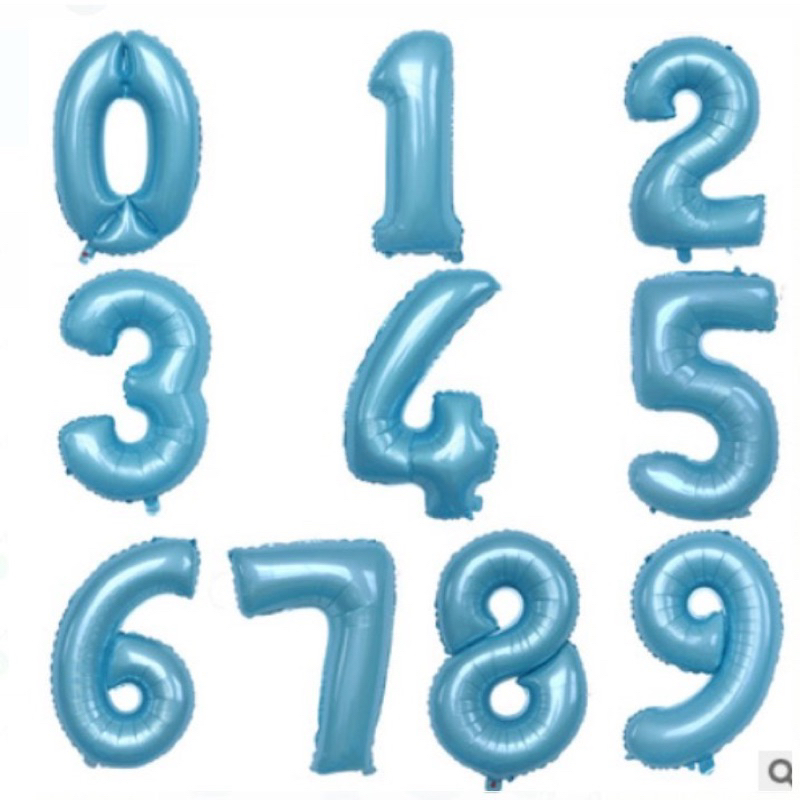 [ 80 cm ] Balon Foil Angka Jumbo BABY BLUE ukuran 80cm / Balon Foil jumbo 80cm