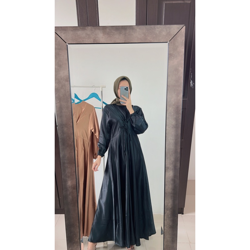 gamis silk polos tali