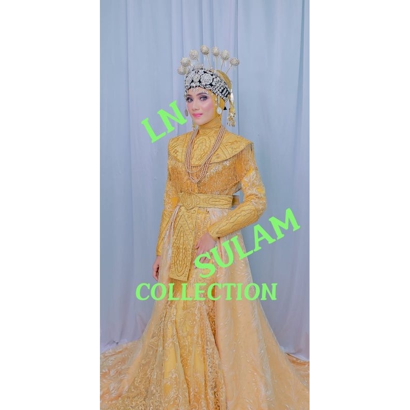 Adat Ternate Maluku utara stelan gaun pengantin wanita dan Aksesoris pengantin cantik mewah anggun motif fashion modern natural dan dengan bordiran dan payetan kokoh dan puring dibagian dalamnya juntai jurai bride untuk gaun wedding pengantin fashion