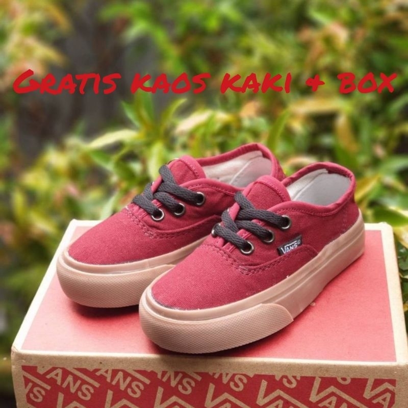 Sepatu Anak Sneakers Vans Old Skool Laki Laki Perempuan Unisex Authentic Maroon Gum
