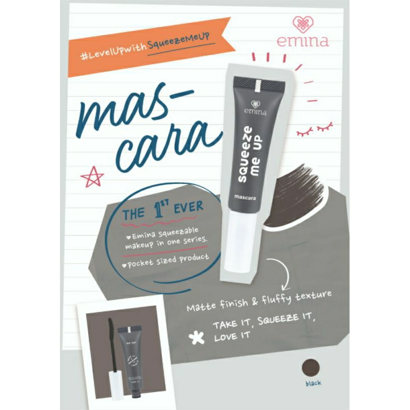 Emina Squeeze Me Up Mascara 8 g Maskara Remaja Black make up mata kecantikan eye eyes