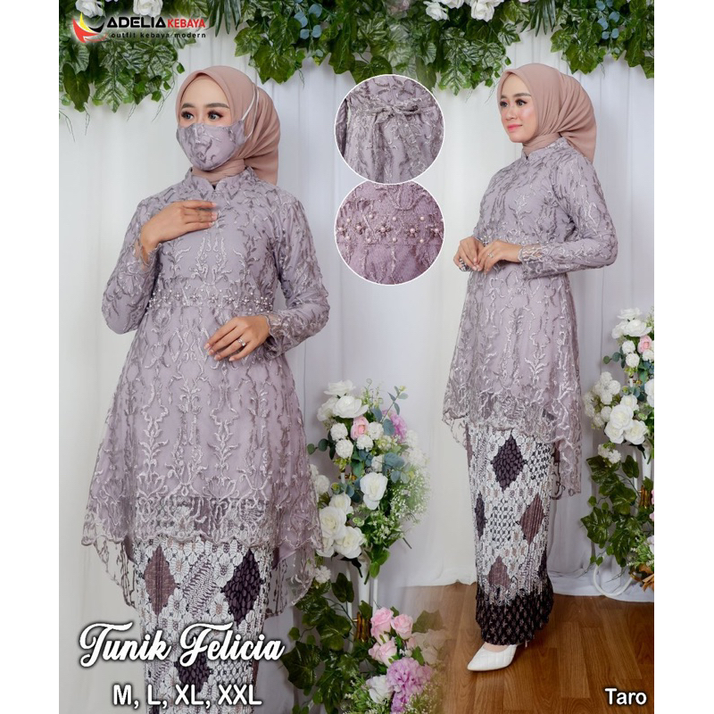 Permata Olshop / Setelan Kebaya Tunik Felicia / Kebaya Modern / Kebaya Wisuda / Kebaya Lamaran / Kebaya Tunangan