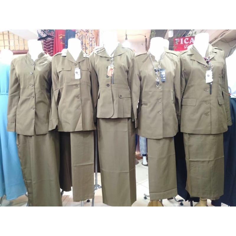 Baju Dinas Kuning Khaki saku bawah/Baju ASN kuning khaki pangkat/Baju Dinas kuning PNS