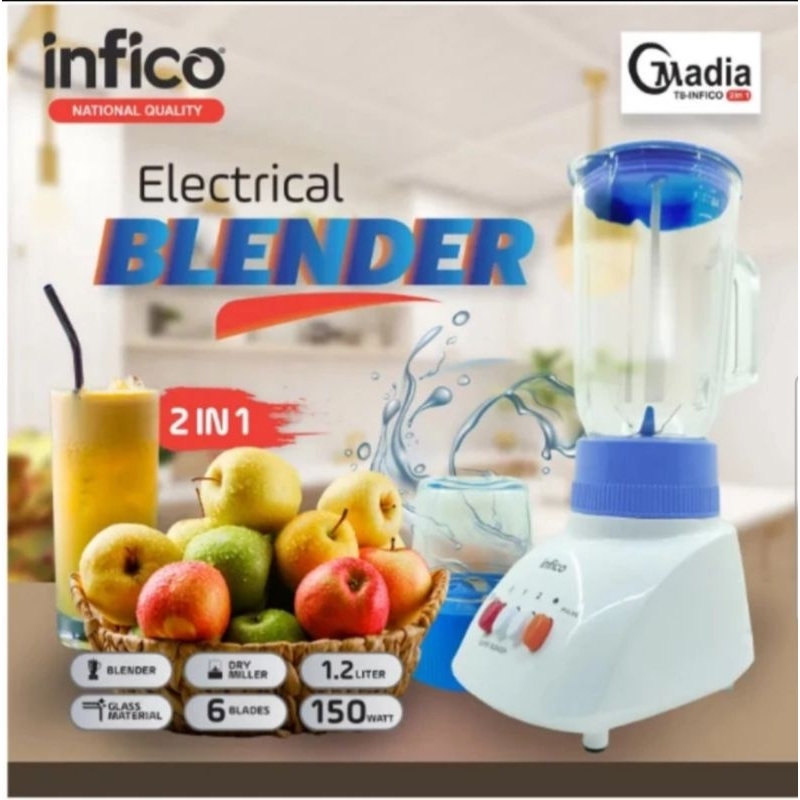 Blender Kaca 1.2 Liter INFICO Madia 2in1 150watt National Quality