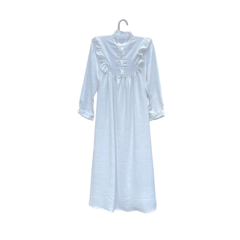 Nara Dress Gamis Crinkle White