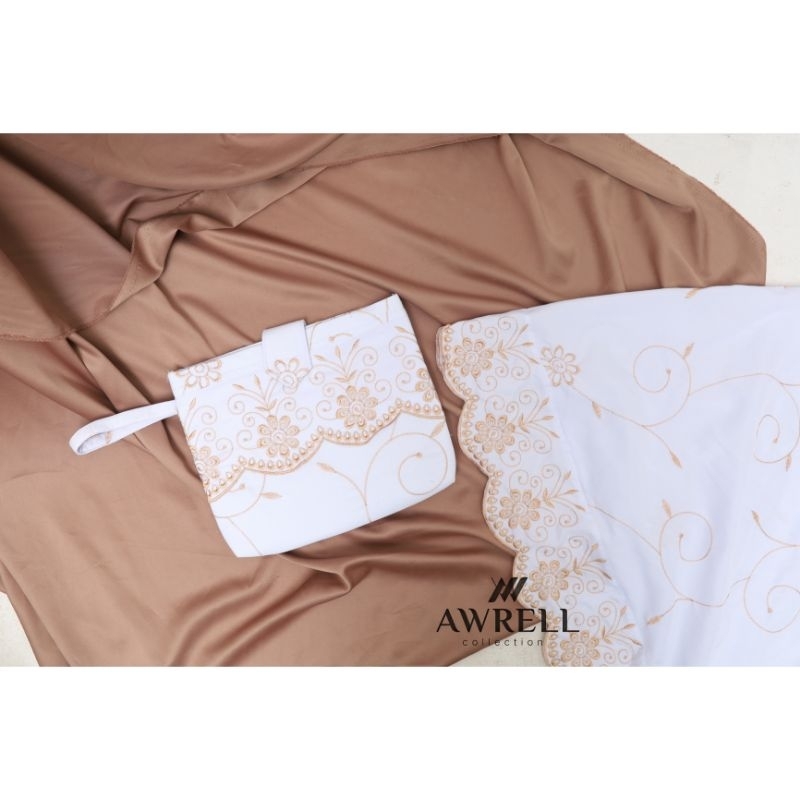 Awrellcollection - Mukena Dewasa Gracella Full Bordir Jumbo Katun Premium