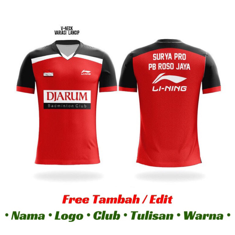 Jersey Bulutangkis Custom | Baju Kaos Badminton Kustom Fullprint Premium | DJARUM