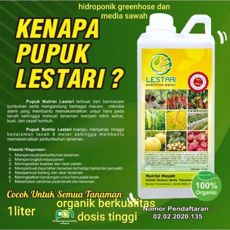 Lestari Pupuk Cair Organik dosis tinggi kusus Cabe Melon Tomat Timun dan semua tanaman 1ltr Npk Kcl 