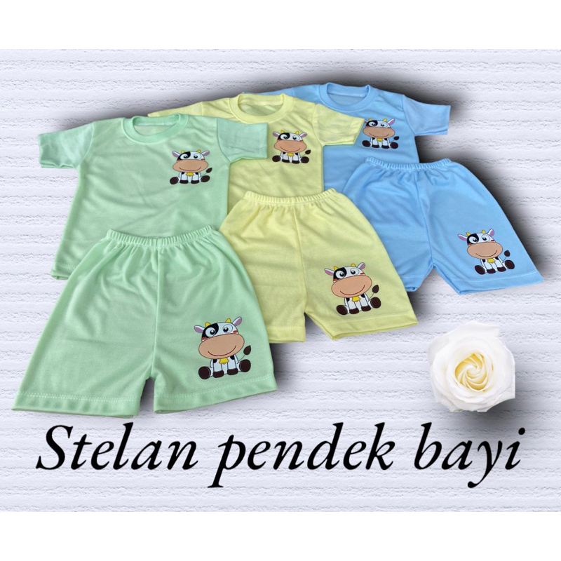 stelan baju bayi tangan pendek halus lembut &amp; tebal 0-8 bln