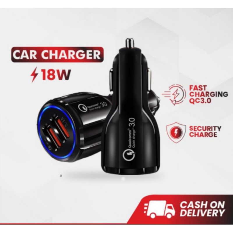 Charger mobil fast charging quick charge 3.0 dual usb casan hp motor colokan