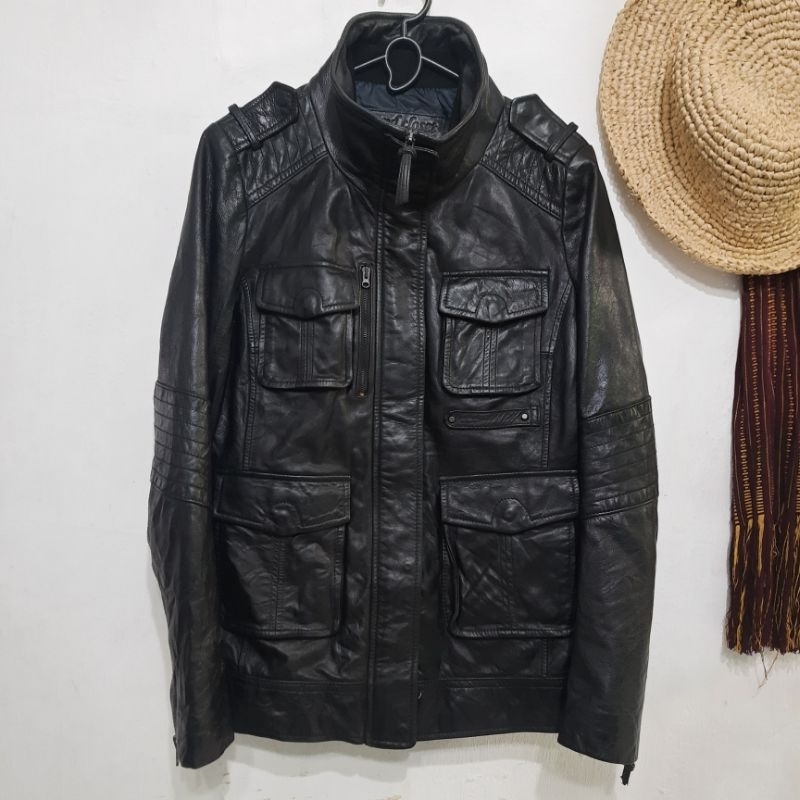 Jaket kulit asli pria size kecil model parka, second