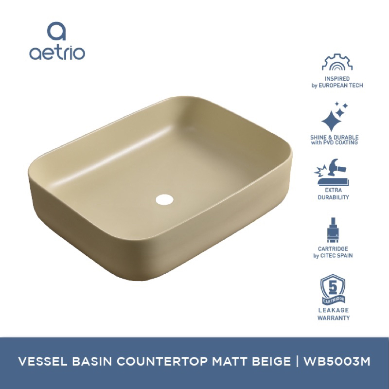 WB5003M | VESSEL BASIN COUNTERTOP MATT BEIGE | Wastafel | Tempat Cuci Tangan