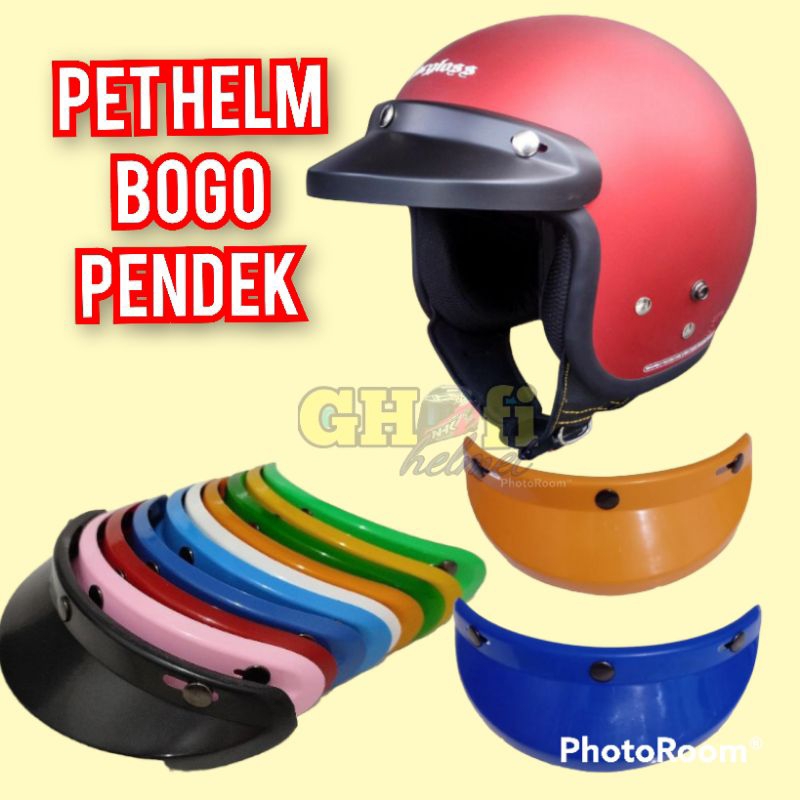 pet helm bogo retro pendek warna murah