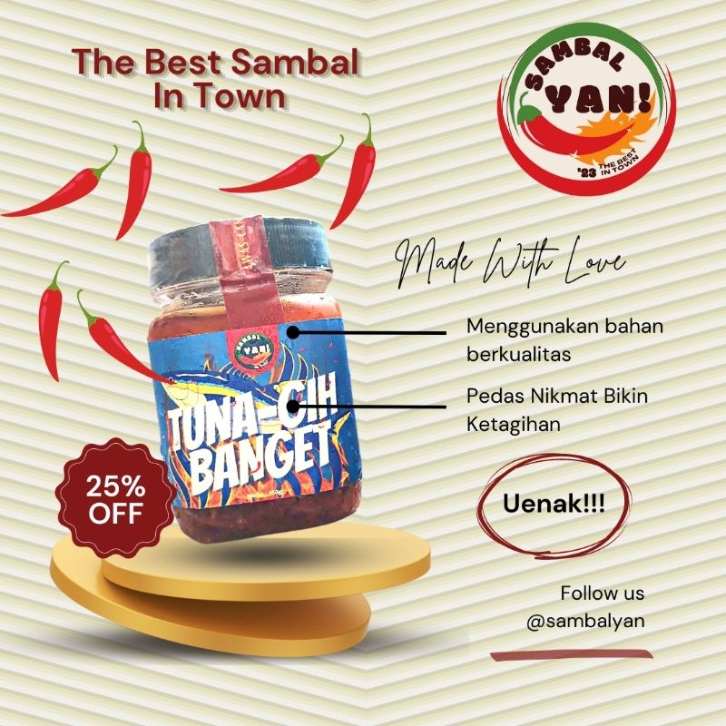 

Sambel Tuna Asap Bikin Ketagihan. Dijamin Ketagihan Sambel Yan. Nikmat Pedasnya, Nikmat Rasanya, Nikmat Porsinya. Sambel Tuna isi Bersih 150Gram, yang lain cuma 120gram. Sambal Nagih Tuna Asap