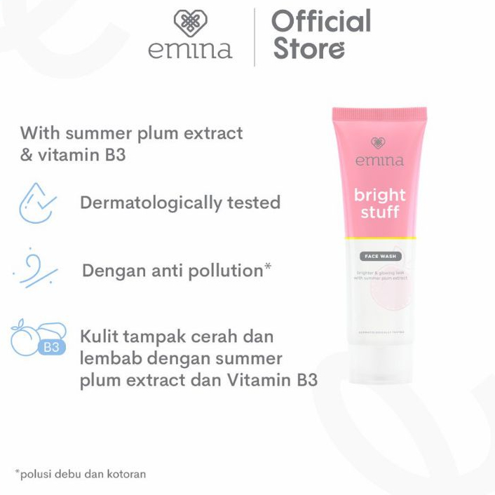 Emina Bright Stuff Face Wash Sabun cuci Muka Cerah Glowing Anti Kusam 50 100 ml