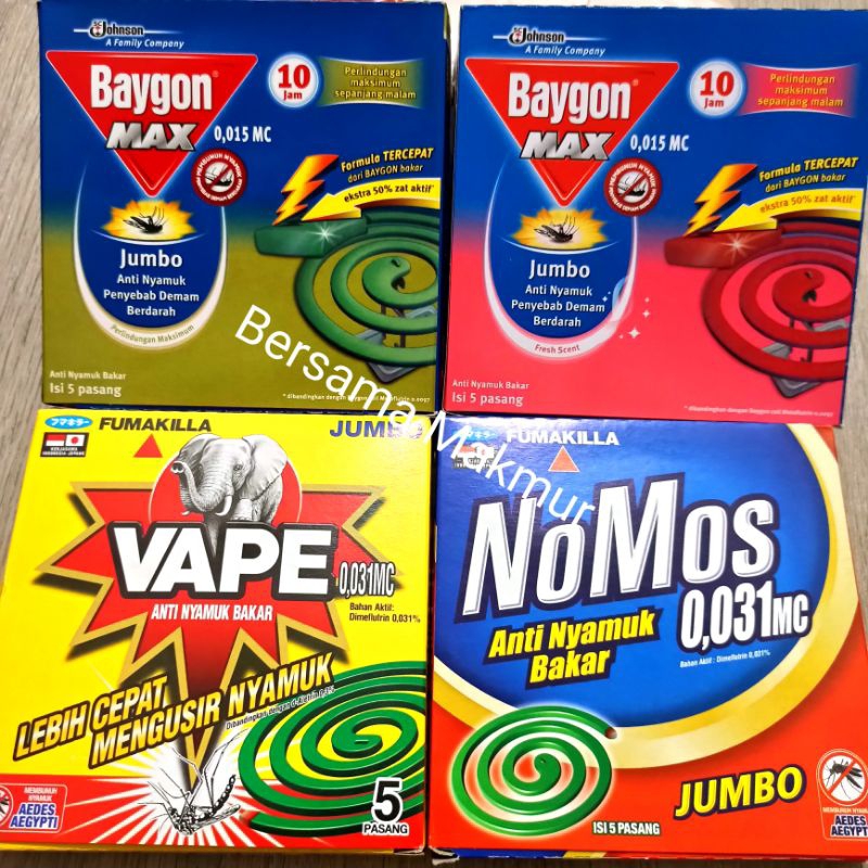 Racun nyamuk bakar Baygon / Nomos / Vape / King kong