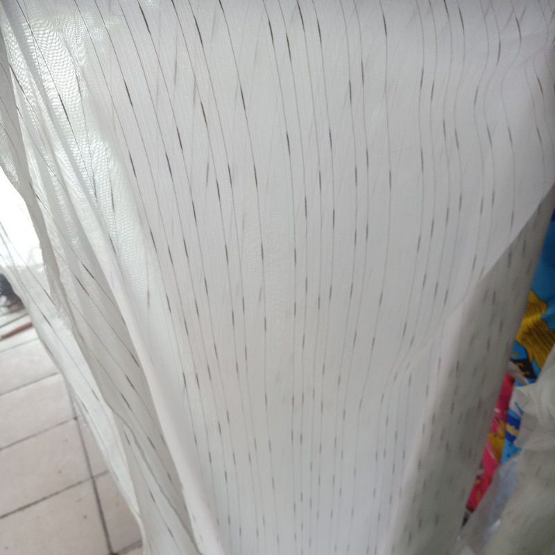 Bahan Kain Gorden Vitrase Voil Putih Rintik Gold Silver 50cm x 280cm | Dalaman Gorden Polos Minimali