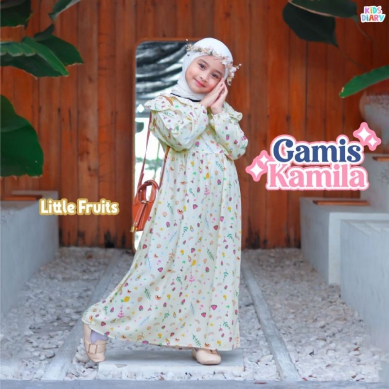 Gamis Kamila Original Kids Diary Branded Baju Muslim Anak Perempuan Bahan Katun Rayon Adem Lembut Ku