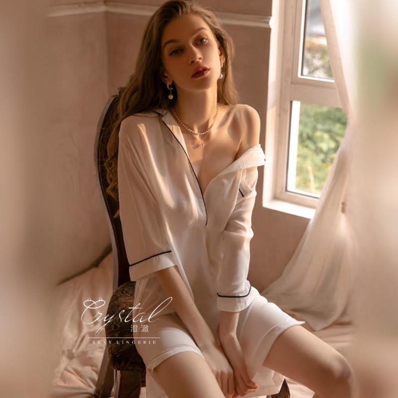 Crystal FEY Lingerie Kemeja Sexy Baju Tidur Sexy Wanita / Lingerie Boyfriend Shirt / Kemeja Transparan Oversize 104