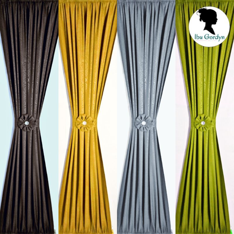 Gorden jendela polos emboss tebal