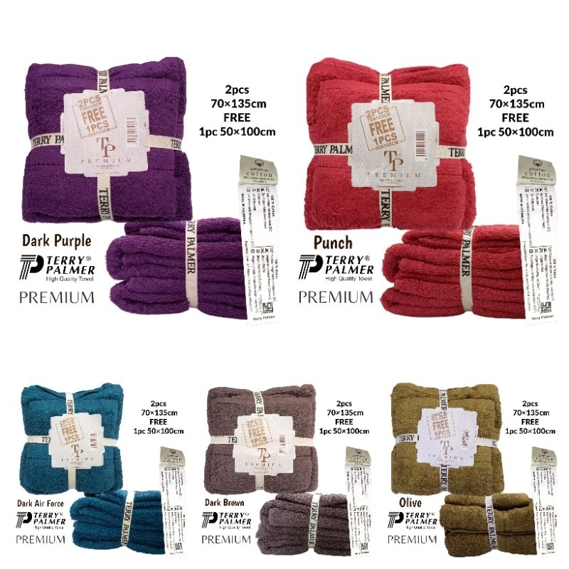 TERRY PALMER.ORIGINAL Handuk TERRY PALMER PREMIUM BRANDED ORIGINAL 2pcs free 1 pcs