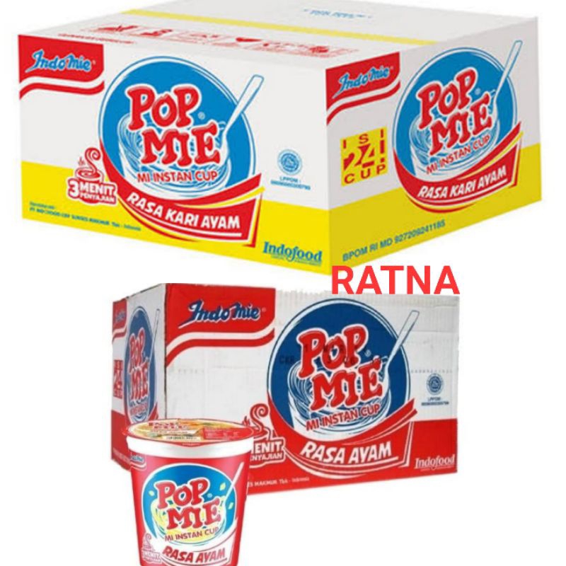 

POP MIE Mi Instan Cup Rasa AYAM / KARI AYAM 75gr ( 1 Dus Isi 24)