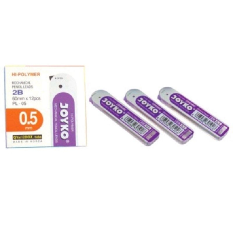 

1 Pak (12 Tube) Pencil Lead Isi Pensil Mekanik Joyko PL-05 2B 0.5 MM