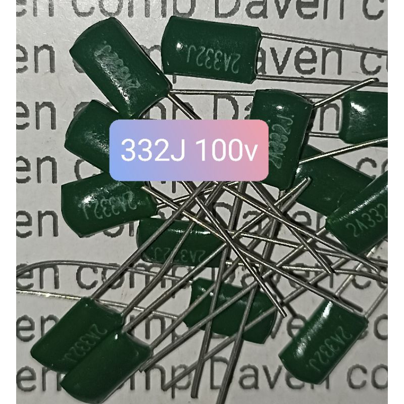 10BUAH KAPASITOR MILAR 332J 100V 332 J 100 VOLT 100VOLT 2A 3NK 332J 100VOLT