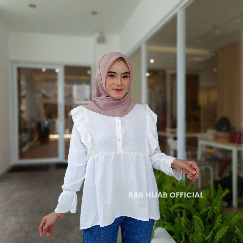 Enzi Blouse Atasan Kemeja Basic Polos Wanita Crinkle Airflow Premium