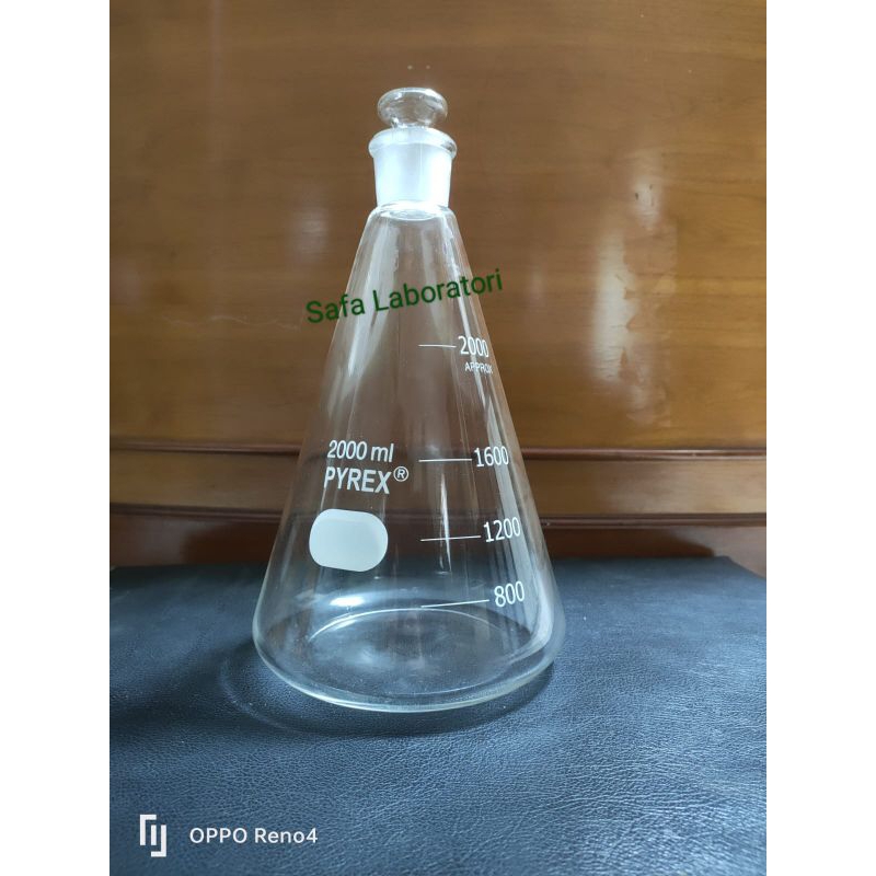 Erlenmeyer Flask 2000ml With Stopper Pyrex