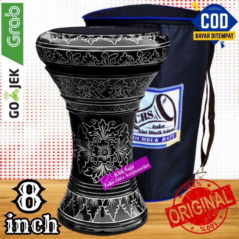 Gendang Atau Darbuka Kayu 8 inch Hitam Silver Power Beat Hitam Made In Taiwan