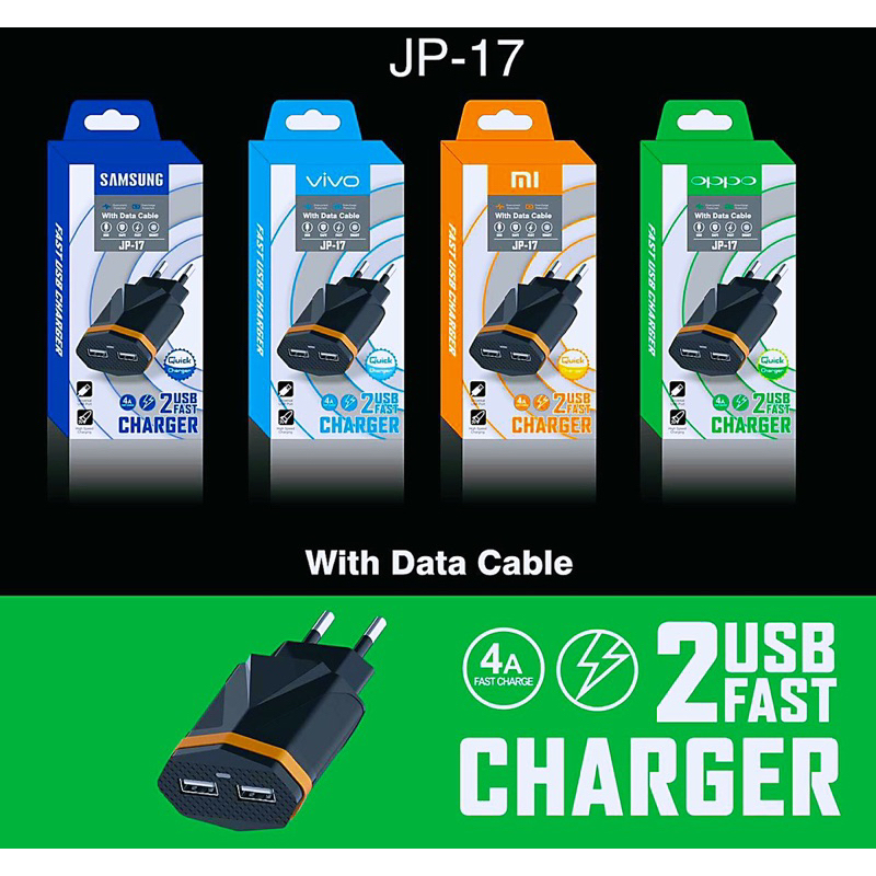 Charger Merk Branded JP-17 USB Micro 4 Amper Fast Charging