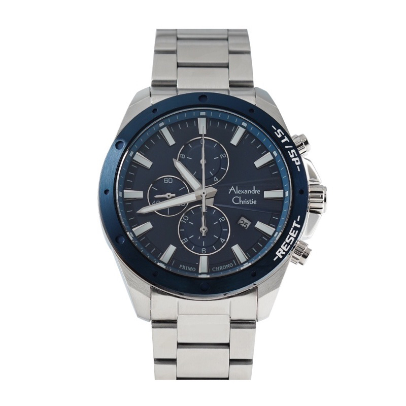 Jam tangan Alexandre Christie AC 6669 chrono rantai stainless steel