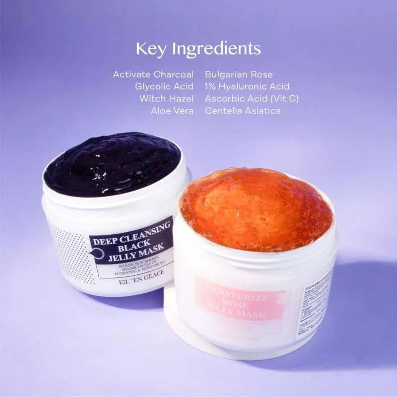 EILEEN GRACE DEEP CLEANSING BLACK JELLY MASK 300 ML - EILEEN GRACE MOISTURIZE ROSE JELLY MASK 300 ML
