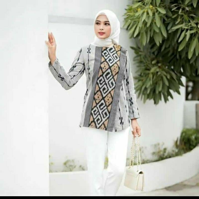 Blouse lurik blouse tenun blouse tenun jepara baju tenun jepara kombiansi BTB13