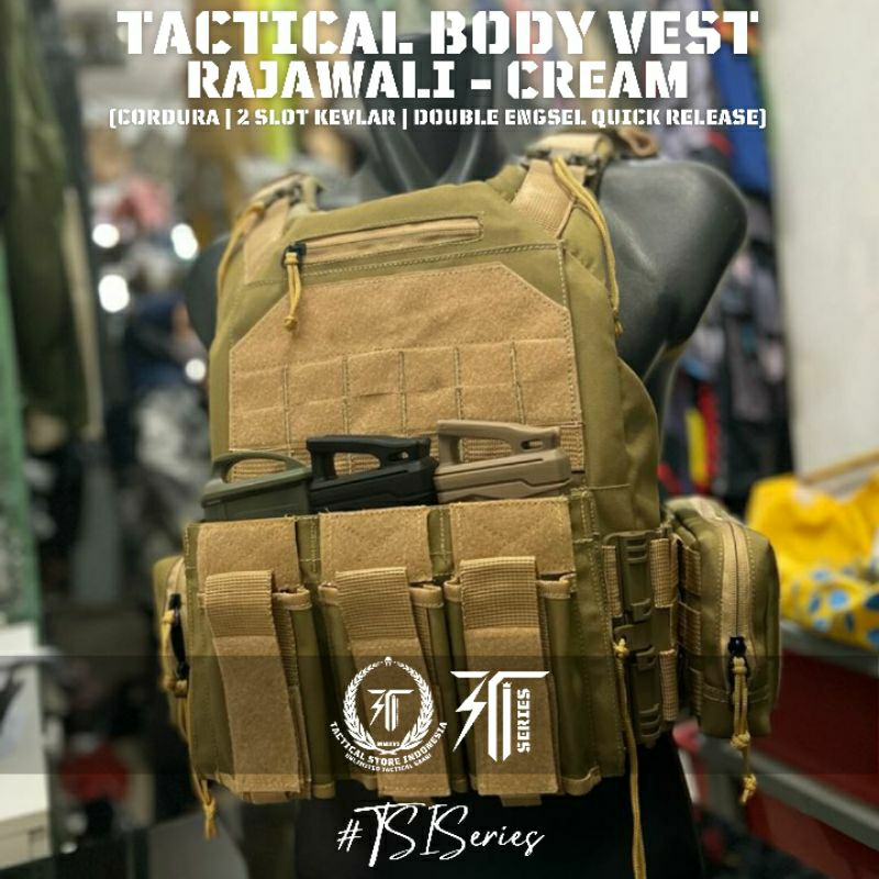 Bodyvest Rajawali Warna Cream - Body Vest TNI Polri Satgas UN Gurun Rompi Tactical Anti Peluru