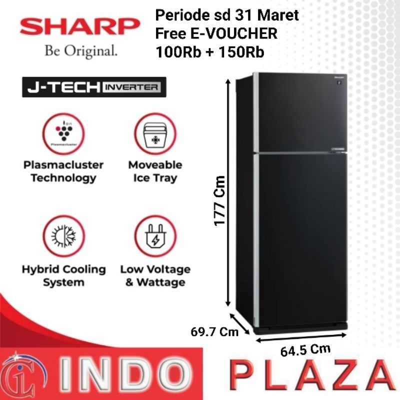 KULKAS SHARP 2 PINTU SJ-IG571PGBK / 570MSL INVERTER PLASMACLUSTER