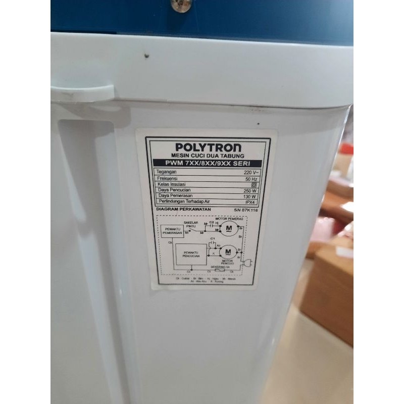 Mesin Cuci 2 Tabung Polytron PWM 9072