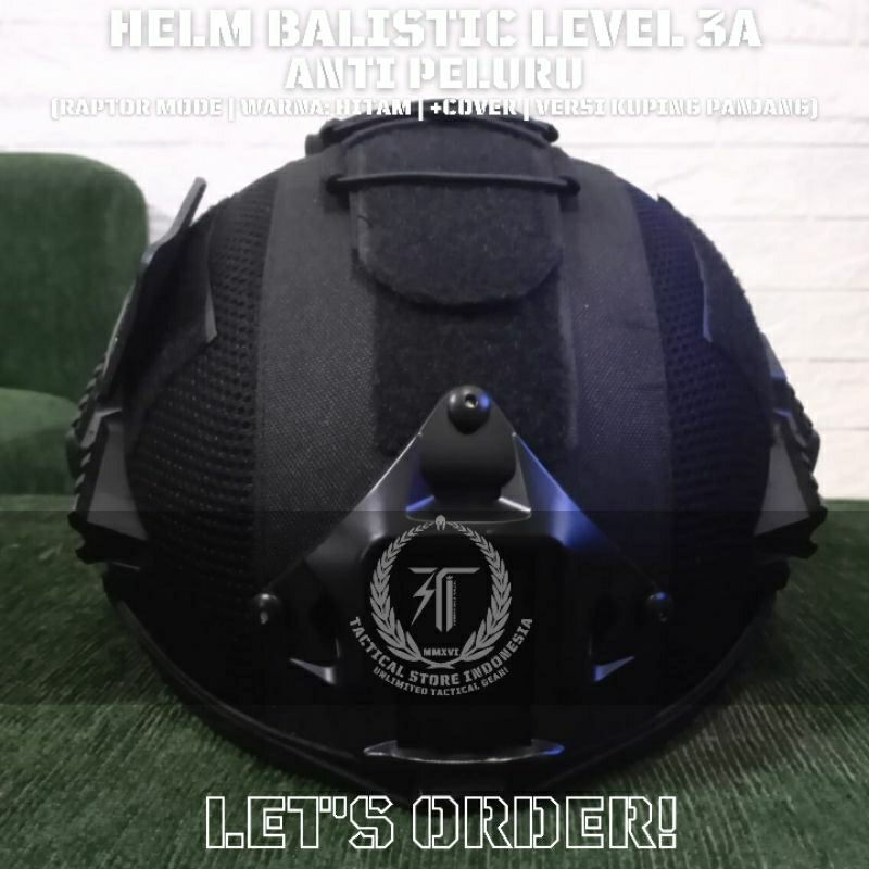 EXCLUSIVE TSI SERIES! Helm Tactical Balistic Asli Level 3A Model Rel Wendy Raptor - Versi Kuping Panjang - Helm Anti Peluru TNI Polri