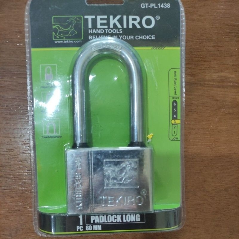 kunci gembok tekiro 60mm ( leher panjang)/ gembok tekiro 60mm panjang ( isi kunci 4pc)/PADLOCK LONG 60MM tekiro