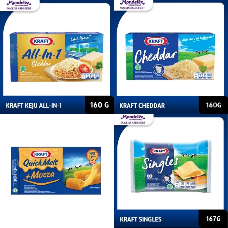 

KRAFT Keju Cheddar/ All In 1/ Quick Melt/ Singles/ All Varian 160 g