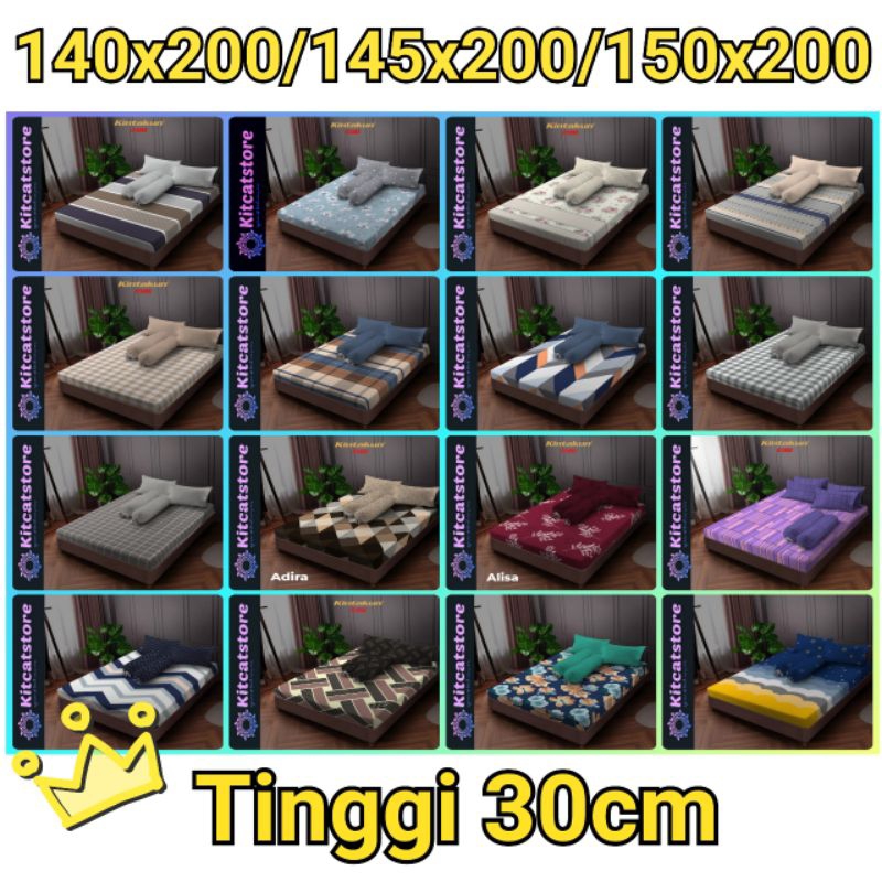 Sprei Queen Flat Kintakun Dluxe T30 (150x200 / 140x200 145x200) tinggi 30 Pilihan