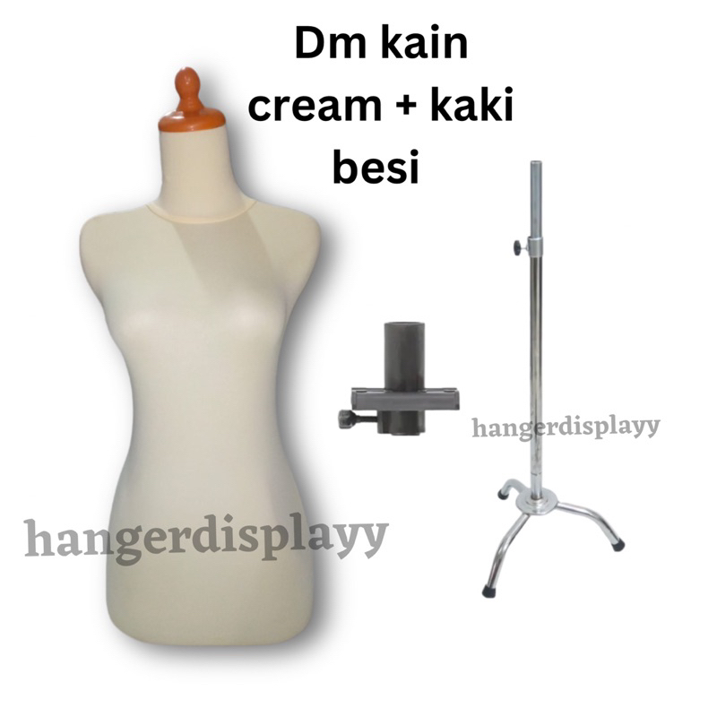 Manekin Body Cewek DM Krem Kaki Besi | Manekin Cewek | Patung Display Baju | Patung Wanita Dewasa