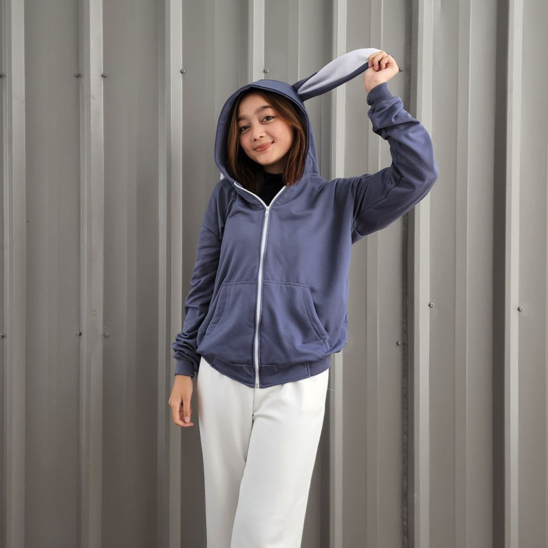 Sweater wanita ZIPER RABIT